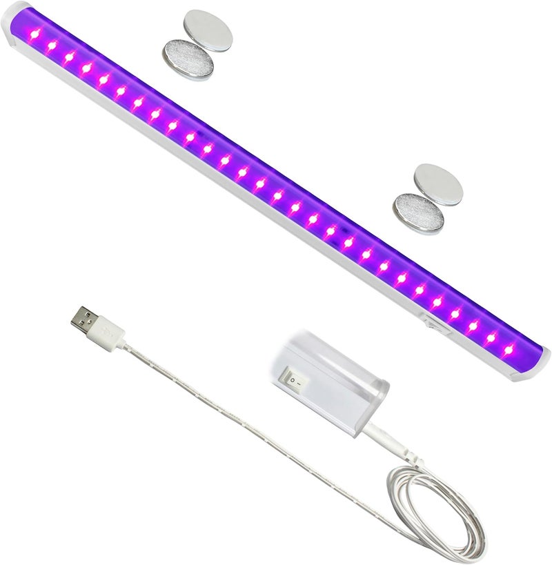 TiTo Small Black Light Bar, UV 395nm 10W 1ft USB Blacklight Lights Strip Stick Glow in The Dark Halloween Party Bedroom Decor Fluorescent Posters Body Paint Neon Display Uranium Glass Resin Curing - Image 1
